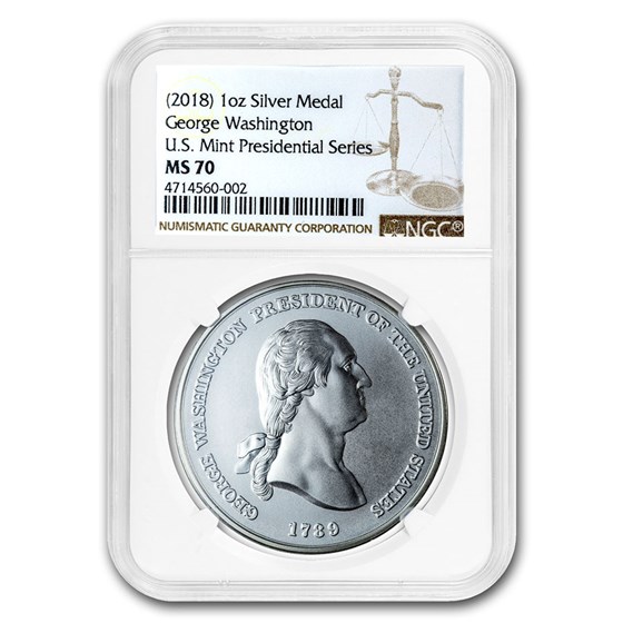 U.S. Mint Silver George Washington Presidential Medal MS-70 NGC U.S. Mint Silver George Washington Presidential Medal MS-70 NGC